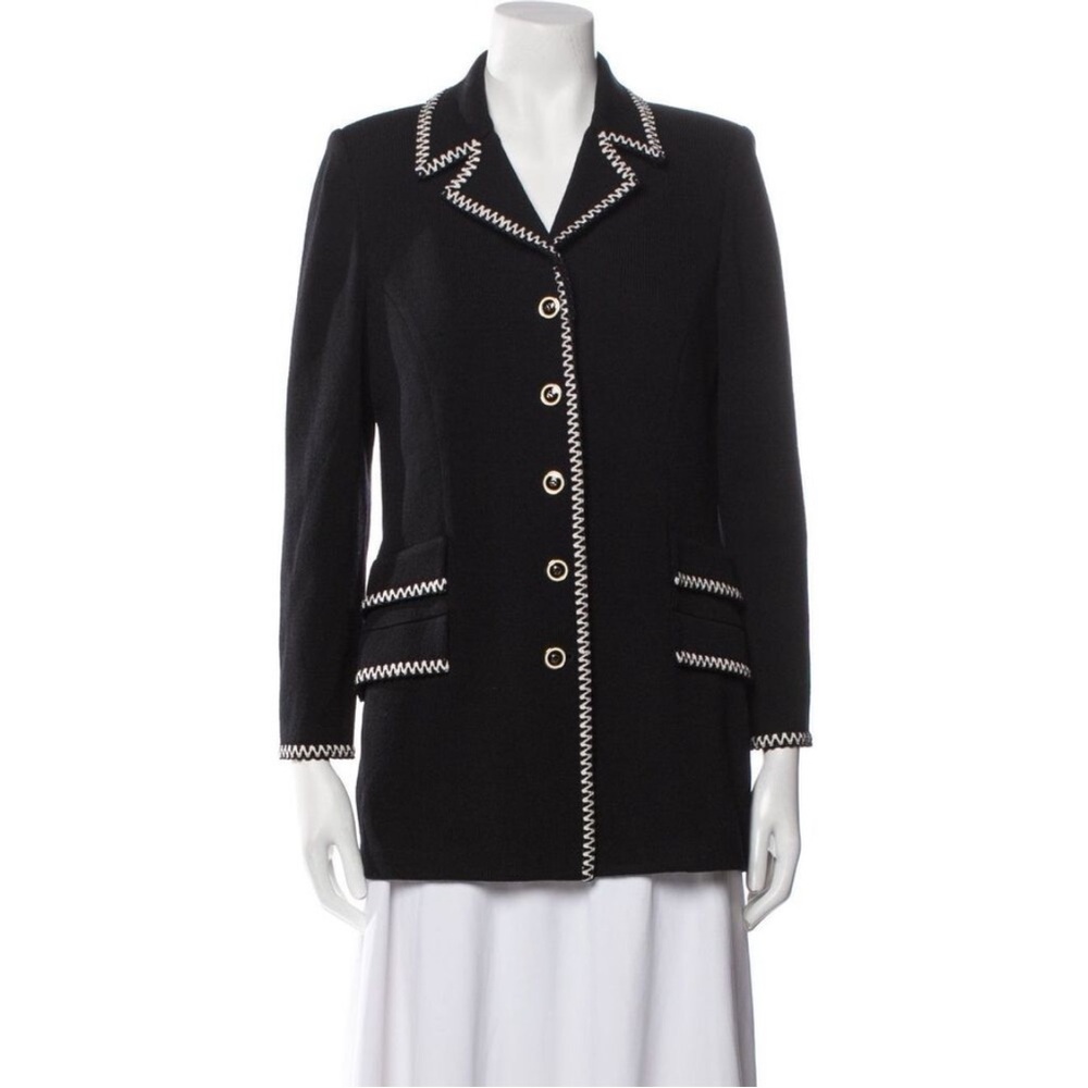 St. John Black Blazer with White Trim and Matching Tank.